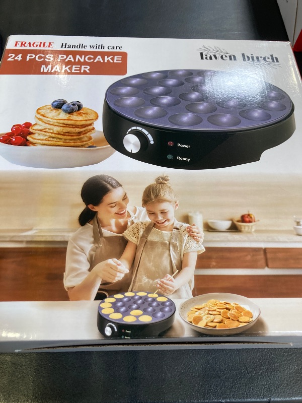Photo 1 of 24PCS Mini Pancake Maker Machine, Nonstick Electric Dutch Pancakes Griddle, Adjustable Heat Multi-Use Poffertjes Pan, Simple & Easy Baker for Home and Restaurants, Perfect for Breakfast & Desserts