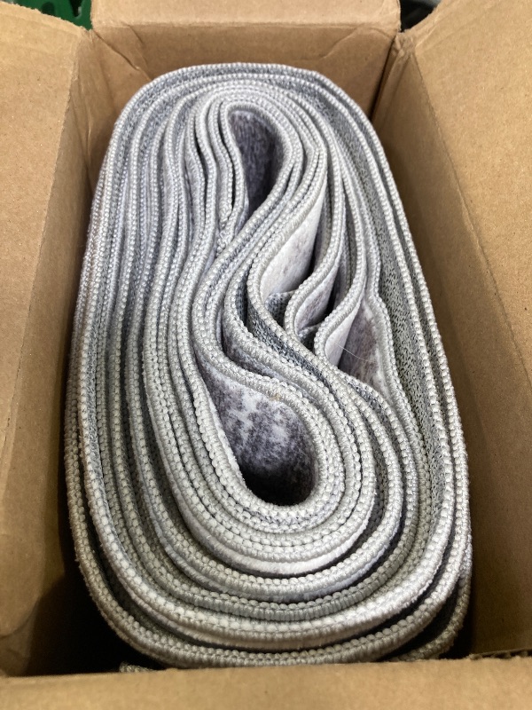 Photo 1 of 2'6x14 Abstract Kitchen Area Rugs: Farmhouse Washable Non-Slip Long Hallway Rug Soft Stain-Resistant Entryway Bathroom Floor Mat Low-Pile Nursery Living Room Bedroom Carpet(2'6x14,Light/Grey)