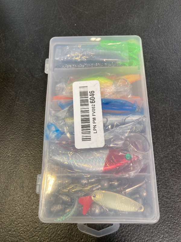 Photo 1 of Fishing Lures Tackle Bait Kit Set - Comprehensive Fishing Lures Kit for Trout Bass Salmon - Includes Plastic Shrimp, Worm Bait, Spoon, and Crankbait Jigs (108)
