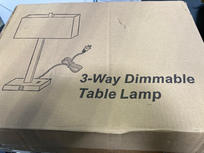 Photo 1 of 21" Set of 2 Touch Control Table Lamps with 2 USB & AC Outlets, 3-Way Dimmable Modern Nightstand Lamps for Bedroom Living Room Office Reading, White Shade Bedside Lamps, 5000K LED Bulbs Included.