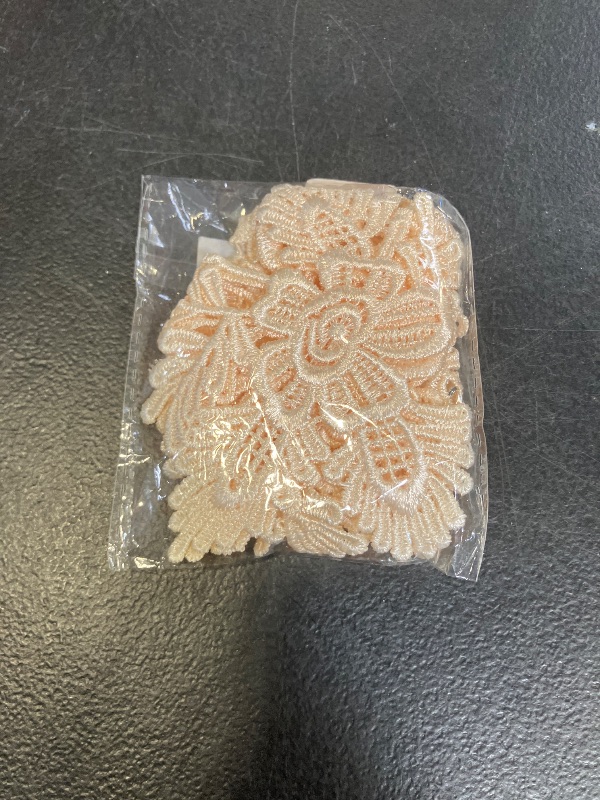 Photo 1 of 1 Pair Embroidery Applique Wedding Lace Floral Motif Sewing Trims Decoration (Ivory)