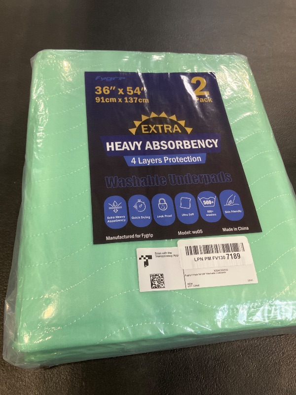 Photo 1 of 2 Pack 36” x 54” Extra Heavy Absorbency Washable Underpads, Waterproof Nursing Pads Incontinence Bed Pads, Reusable Washable Pee Pads for Dogs, Diaper Changing & Adults, Mattress Protector