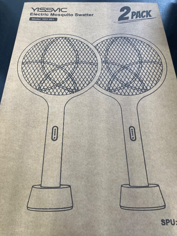 Photo 1 of YISSVIC Electric Fly Swatter 4000V Bug Zapper Racket Dual Modes Mosquito Killer with Purple Mosquito Light Rechargeable for Indoor Home Office Backyard Patio Camping