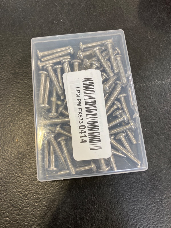 Photo 1 of 10-32 x 1 Pan Head Machine Screws, Fully Threaded, 304 Stainless Steel 18-8, Bright Finish, Pack of 50