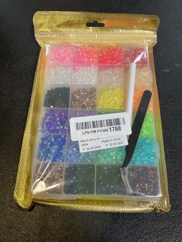 Photo 1 of 12600Pcs Resin Jelly Rhinestones with Tweezers for Crafting, Mixed-Color 4mm Non Hotfix Flatback Gems, Bedazzling Crystal for DIY Crafts Clothing Tumblers Mugs Shoes Fabric Decor Nail Art Makeup