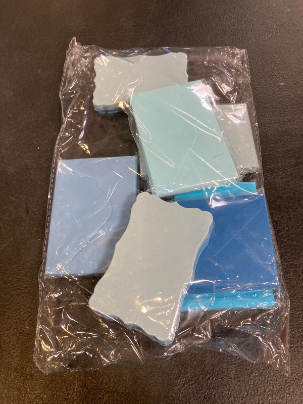 Photo 1 of 100 Pack Mini Envelopes with Note Cards in 5 Colors for Wedding, Birthday, Baby Showers, 4 x 2.7 Inches (Blue)