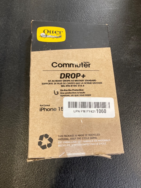 Photo 1 of OtterBox iPhone 15 Pro (Only) Commuter Series Case - Black, Slim & Tough, Pocket-Friendly, with Port Protection