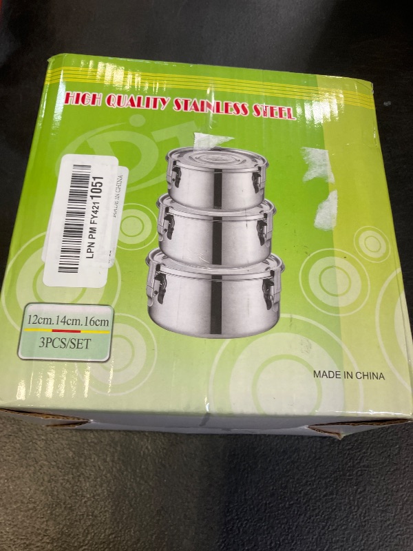 Photo 1 of 3 Pcs Premium Stainless Steel Food Storage Containers 304 Grade The Original Leak-Proof, Airtight, Smell-Proof - Perfect For Camping Trips, Lunches, Leftovers, Soups, Salads