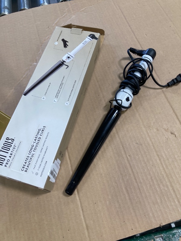 Photo 1 of HOT TOOLS Professional Nano Ceramic Extra Long Tapered Curling Iron for Shiny Curls, 3/4 to 1 1/4 Inches