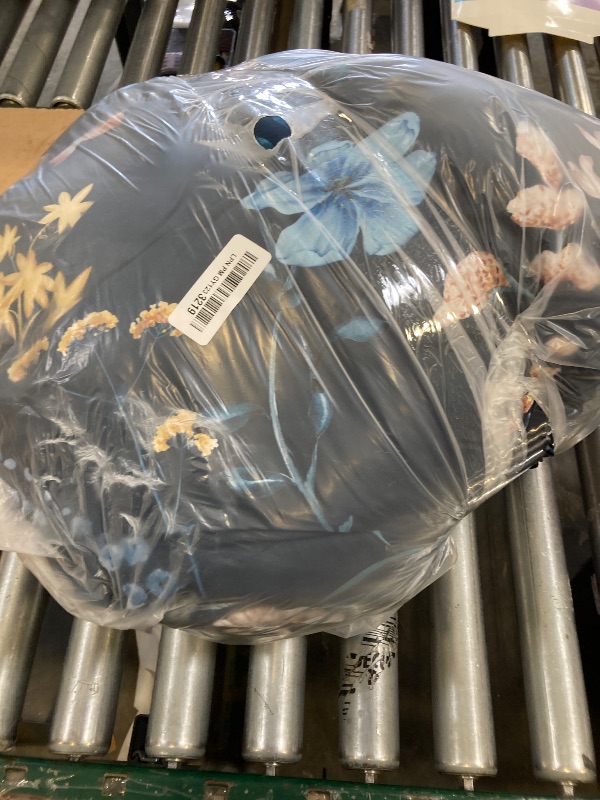 Photo 1 of DJY Comforter Set King Size,Teal Blue Floral Bedding Comforter Sets,7 Pieces Bed in a Bag Lightweight Botanical Comforter Set with Sheets Pillowcases & Shams for All Seasons