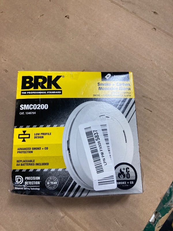 Photo 1 of First Alert Combination Smoke & Carbon Monoxide Alarm, Battery-Operated Detector with Slim Profile Design, SMCO200, 1-Pack