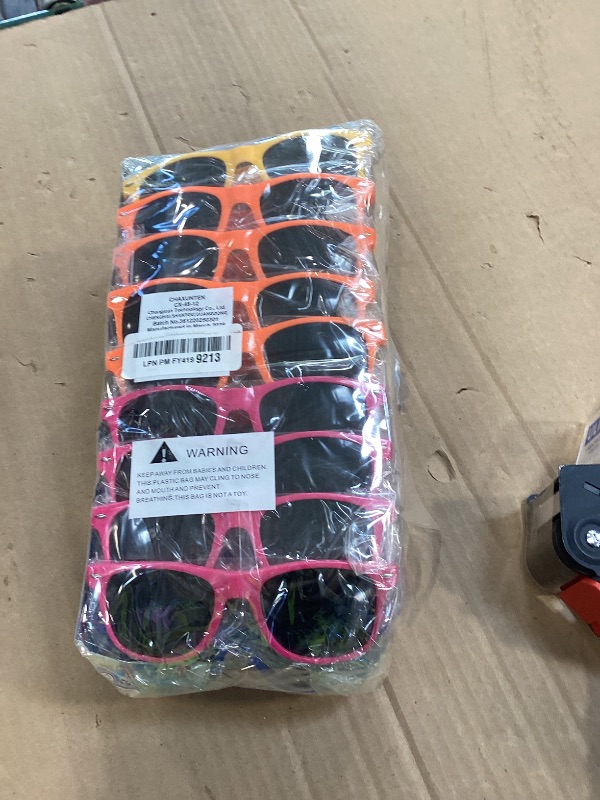 Photo 1 of 48 Pack 12 Color Neon Sunglasses Party Favors,80’s Retro Style Perfect Colorful Novelty Sun glasses Set for Birthday Party Supplies,Beach,Party Toys,Goody Bag Favors for Boys Girls Teens Adults