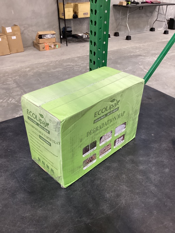 Photo 1 of ECOLipak 100% Compostable 5 Compartment Plates, 100 Pack Disposable Compartment Paper Plates, 12.5 * 8.6 inch Biodegradable Sugarcane Plates, Eco-Friendly School Lunch Trays