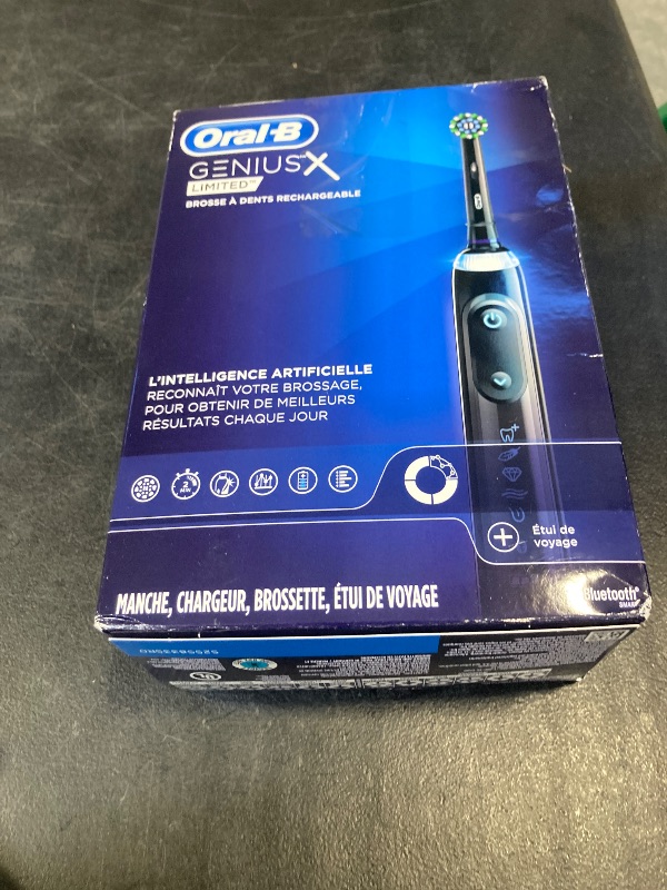 Photo 1 of Oral-B Genius X Limited Rechargeable Electric Toothbrush with 1 Replacement Brush Head, Travel Case, Midnight Black