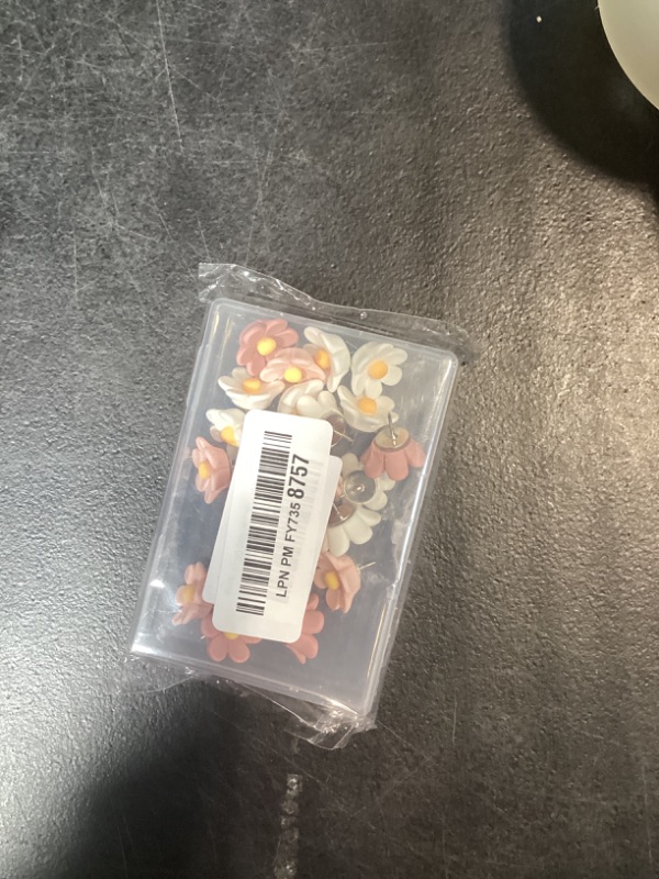 Photo 1 of 30Pcs Flower Push Pins, Decorative Colorful Floral Thumb Tacks,Flower Decorative Pins and Tacks,Cute Cork Board Thumbtacks for Bulletin Board Office Hanging Photo Poster Feature Wall