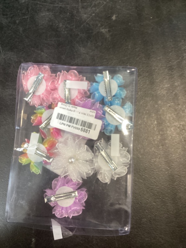 Photo 1 of 10PCS Mini Flower Hair Clips, Oaoleer 2" Tulle Mesh Hair Bows Colorful Flower Hair Pins Barrettes Wedding Hair Accessories for Baby Toddler Kid Girls Women Halloween Cosplaying Party Decor