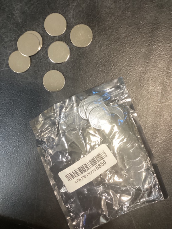 Photo 1 of Non-Magnetized 0.98 Inch Iron Nickeling Steel Disc, Magnet-Attractable Blank Metal Strike Plates (Pack of 50)