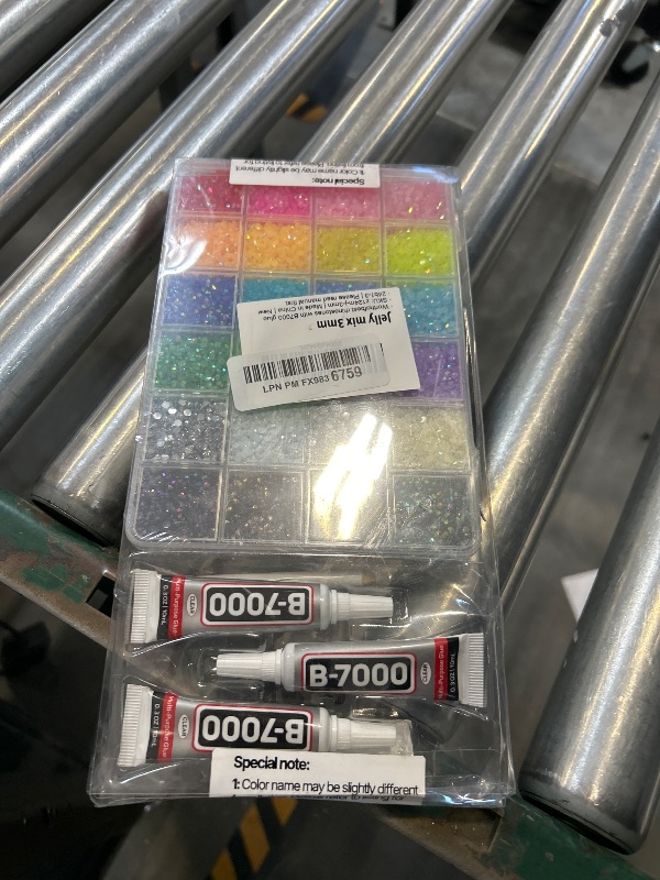 Photo 1 of 33000Pcs Rhinestones for Bedazzling, 3mm Bedazzler Kit with Flatback Rhinestones for Clothes Crafting Crafts Nails Clothing, Flat Back Resin Rainbow Colorful Colored Crystal with B 7000 Glue Clear