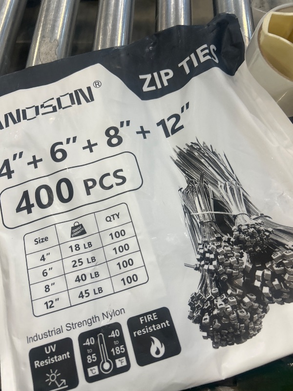 Photo 1 of Zip Ties Assorted Sizes(4”+6”+8”+12”), 400 Pack, Black Cable Ties, UV Resistant Wire Ties by ANOSON