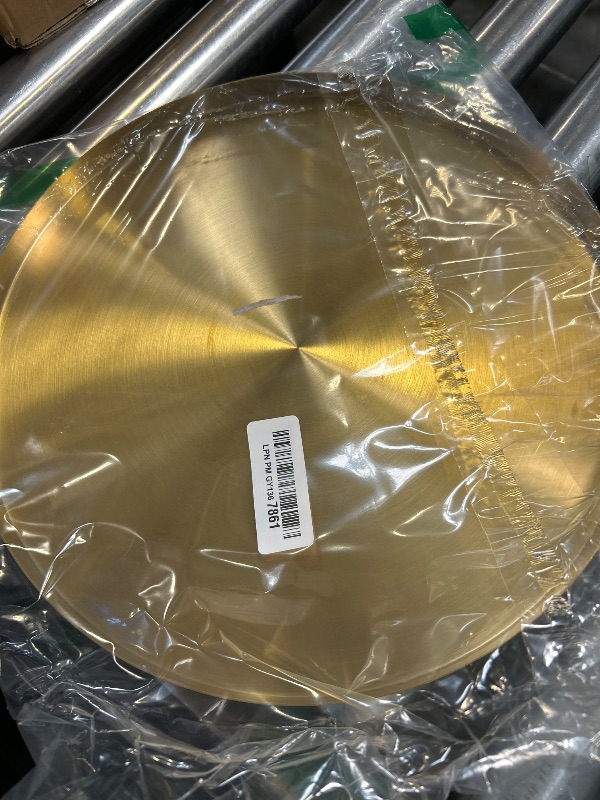 Photo 1 of Gold Round Serving Tray, Round-Brass Serving Platter, Gold Stainless Steel Round Jewelry and Make up Organiser Gold-Plate Metal Jewelry Makeup Organizer Dishes for Kitchen Dinning Coffee,12.6 inch