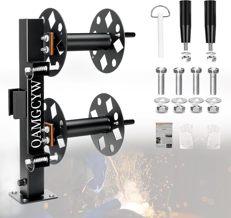 Photo 1 of  Heavy Duty Double Welding Lead Reel, 360° Rotatable Base Cable Lead Reel, Welding Reels with Insulated Sealing Gaskets & Screws No Leaks No Shorts, Fits 150ft 1/0 or 125ft 2/0 Cable
