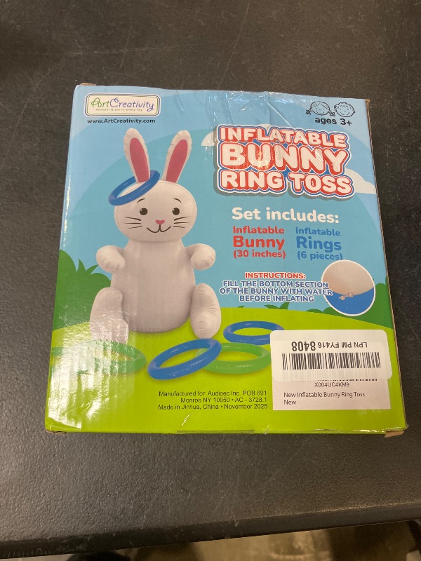 Photo 1 of 30" Easter Bunny Inflatable Ring Toss Game - Easter Games for Kids with 6 Rings - Weighted Bottom to Keep Inflatable Rabbit Upright - Family Outdoor Easter Party Games for Kids and Adults
