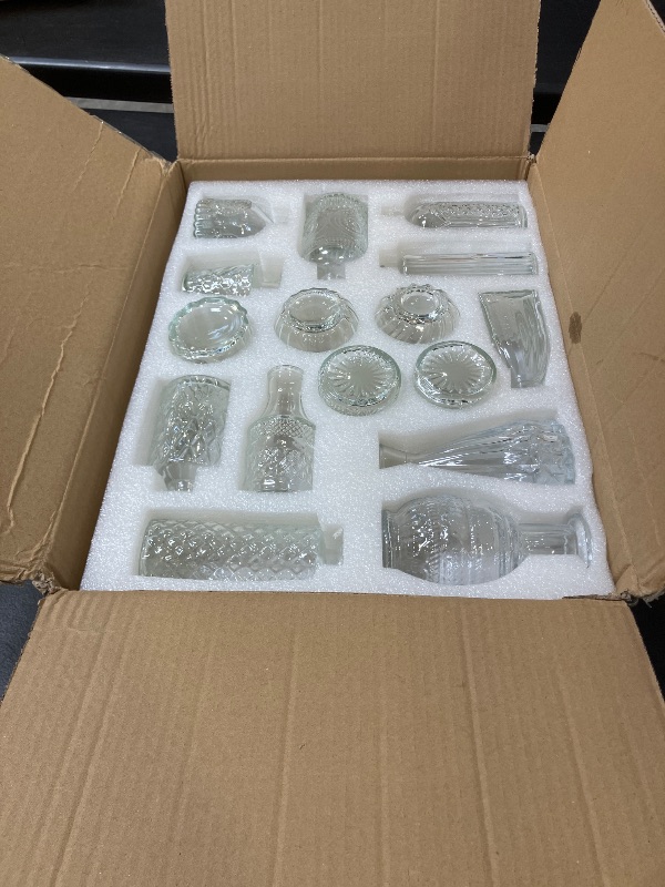 Photo 1 of 16 Pack Glass Bud Vase Set, Small Flower Vase Set Bud Vases for Wedding Centerpiece Table Decor, Vintage Small Vases for Room Home Dining Party Table Center Decor (Clear Set, 16 Pack)