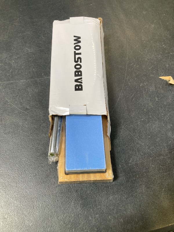 Photo 1 of BABOSTOW Premium Whetstone Knife Sharpening Stone 2 Side Grit 1000/6000 Waterstone- Whetstone Knife Sharpener & Honing Stones - NonSlip Bamboo Base & Angle Guide