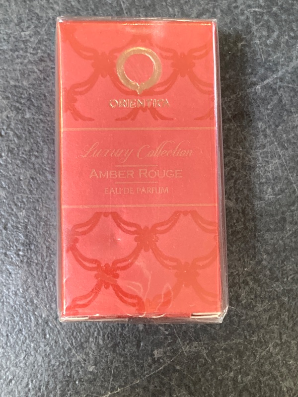 Photo 1 of MINI - Orientica Luxury Collection Amber Rouge Eau De Parfum 0.25 Oz/7.5ml Mini Splash - Woody, Amber, Saffron, Praline, Jasmine, Orange, Oak Moss, Seaweed - Arabic Perfume for Men & Women