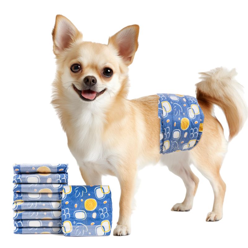 Photo 1 of MICOOYO Male Dog Diapers, Disposable Male Dog Wraps with Wetness Indicator, Super Absorbent | Leak Proof Doggie Diapers for Incontinence, Marking, Puppy Training, XS, 6-13-inch Waist, 20 Counts