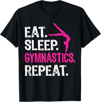 Photo 1 of Eat Sleep Gymnastics Repeat Gymnastics Player Funny T-Shirt
