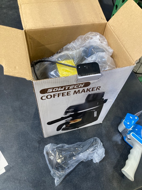 Photo 1 of SOWTECH Coffee Machine, 3.5 Bar Espresso Cappuccino Machine with Milk Frother, 1-4 Cup Portable Coffee Maker for Latte, Cappuccino, 800W, Black