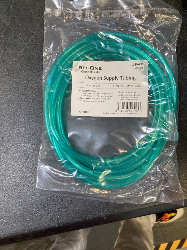 View 2 of ResOne 7Ft Oxygen Supply Tubing, Crush Resistant, Standard Connectors for Nasal Cannulas, Cannula Nasal Tubing, Oxygen Concentrator - Green