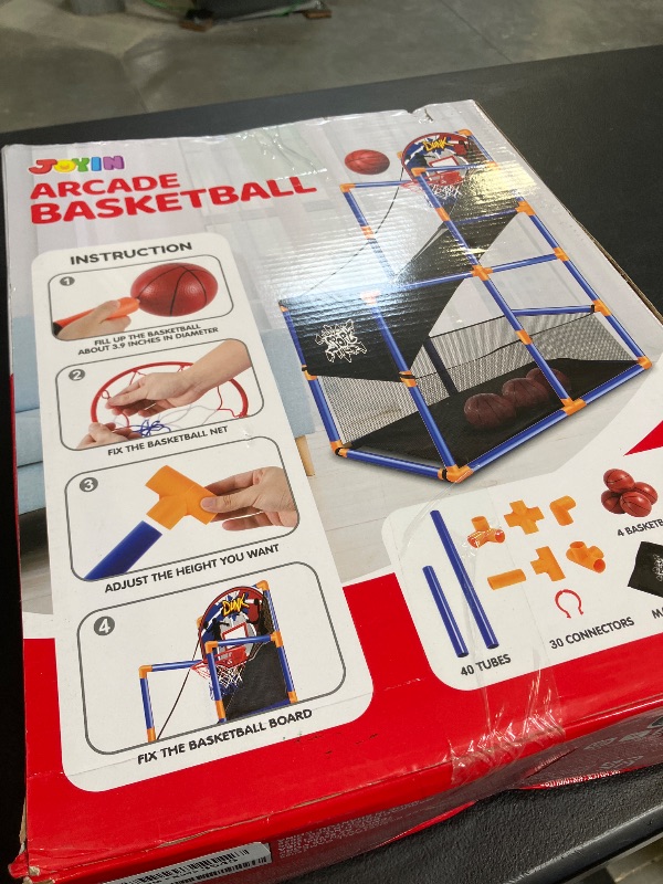 Photo 1 of JOYIN Arcade Basketball Game Set with 4 Balls and Hoop for Kids 3 to 12 Years Old Indoor Outdoor Sport Play - Easy Set Up - Air Pump Included - Ideal for Competition