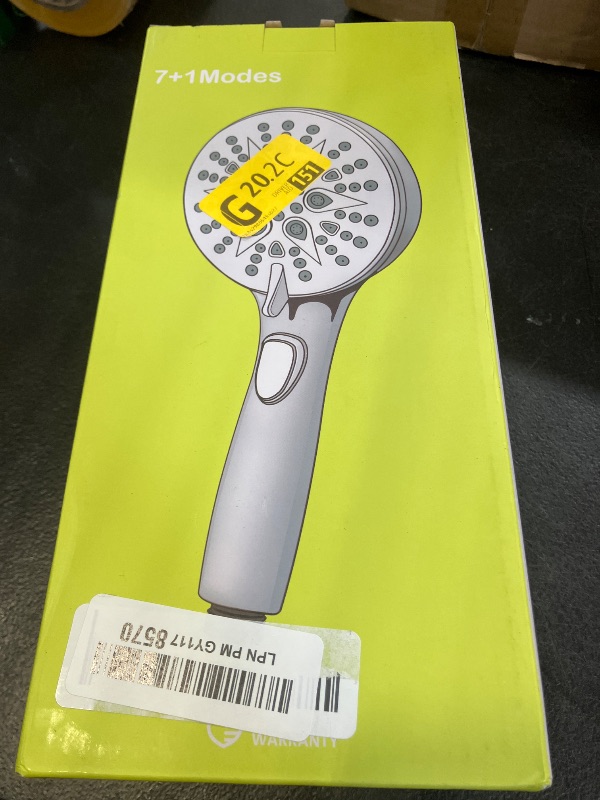 Photo 1 of GwernKB Handheld Shower Head with on off Switch&Built-in Power Spray,7-Setting High Pressure Spray Shower Wand with 79in Long Hose&Bracket and Extra Adhesive Shower Holder for Lower Mount,Chrome