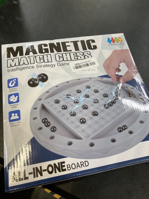Photo 1 of 4 in 1 Board Games Set, Magnetic Chess, Rope Untangling Puzzle Game, Go Game, Rainbow Bead Elimination, Classic Strategy Travel Games for Kids, Family Night, Ages 8+, 2-4 Players