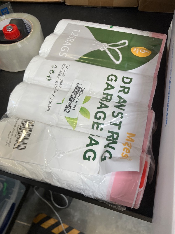 Photo 1 of 6 Gallon Trash Bags Drawstring Unscented - White Medium Kitchen Garbage Bags Plastic 125 Count 22.5 Liter Recycling Office Bathroom Waste Basket Liners Strong Thick Bulk Magesh