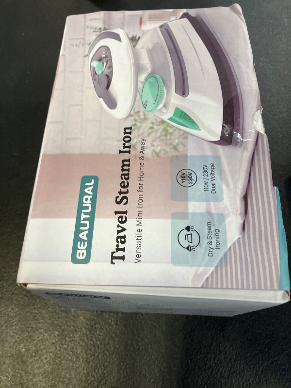Photo 1 of BEAUTURAL Mini Travel Steam Iron for Clothes with Dual Voltage, Temperature Control, Non-Stick Soleplate and Cord Storage, Ideal for Sewing, Quilting and Handcraft