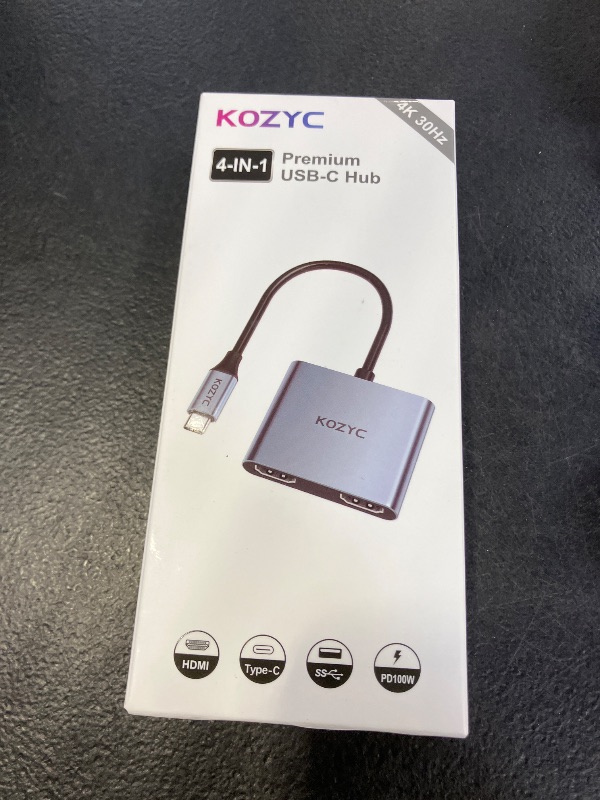 Photo 1 of USB C to Dual HDMI Adapter 4K@30Hz, KOZYC USB C Hub Multiport Adapter with 2xHDMI, USB 3.0, 100W PD, Support USB C to HDMI Splitter Extended Display for MacBook Pro (MST is not Supported on MacOS)