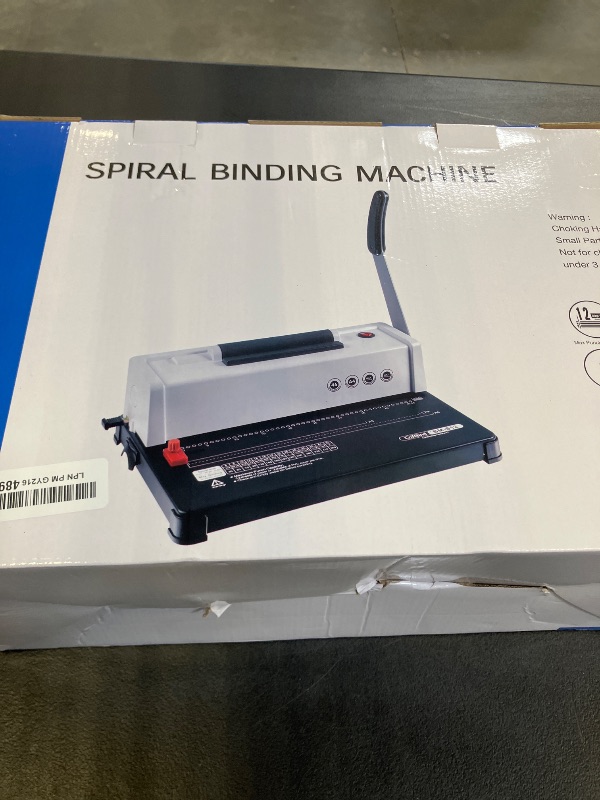 Photo 1 of MAKEASY Spiral Binding Machine, 4:1 Pitch, 12 Sheets Punch Capacity, Electric Coil Insert, Book Binder Machine for A4/A5/Letter Size Paper, Come with 1 Box pcs 5/16'' Coils & Pliers