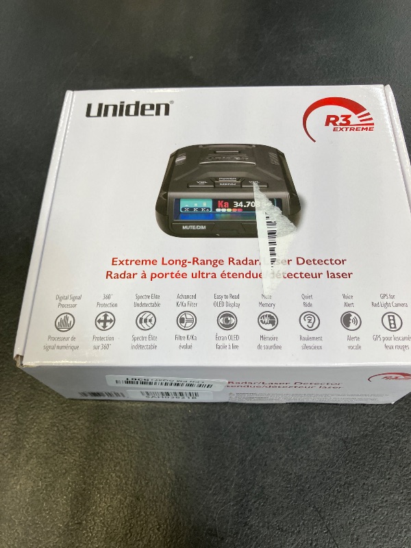 Photo 1 of Uniden R3 EXTREME LONG RANGE Laser/Radar Detector, Record Shattering Performance, Built-in GPS w/ Mute Memory, Voice Alerts, Red Light & Speed Camera Alerts, Multi-Color OLED Display , Black
