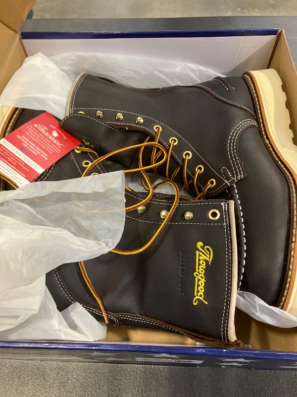 Photo 1 of Thorogood 1957 Series 8” Waterproof Work Boots for Men - Full-Grain Leather with Moc Toe, Comfort Insole, and Slip-Resistant Wedge Outsole; EH Resistant, Briar Pitstop - 10 D US
