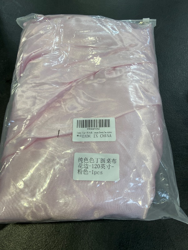 Photo 1 of Entisn 1 Pack 120 Inch / 10ft Round Tablecloth, Pink Satin Table Cover for 8-12 Seats, Wrinkle Resistant and Washable Silky Table Cloths for Wedding Party Banquet Events Decoration