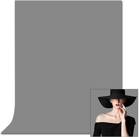 Photo 1 of Uhexoyo Grey Background for Photography, Photobooth Professional Photo Backdrop Curtains, Studio Portrait Video Teams Photo op Backdrop Solid Color Backdrops for Photography 8x10FT