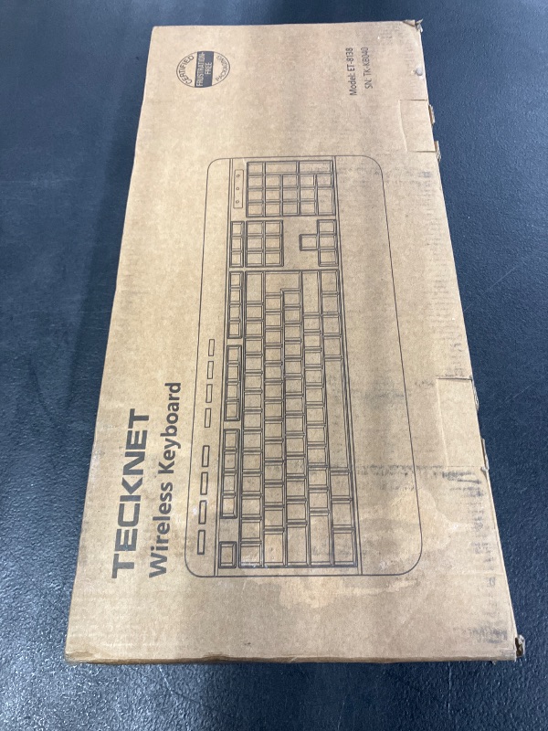 Photo 1 of TECKNET Ergonomic Wireless Keyboard for Laptop, 2.4G USB Silent Computer Keyboard with Comfortable Palm Rest & Adjustable Feet Stand for Desktop, PC, Notebook, Surface and Windows, Full Size Layout