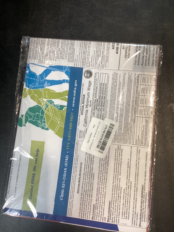 Photo 1 of 2026 California State and Federal Labor Laws Poster - English Version - OSHA Workplace Compliant - UV Waterproof Laminated 24" x 36" - Mandatory Regulations Posting for Employees