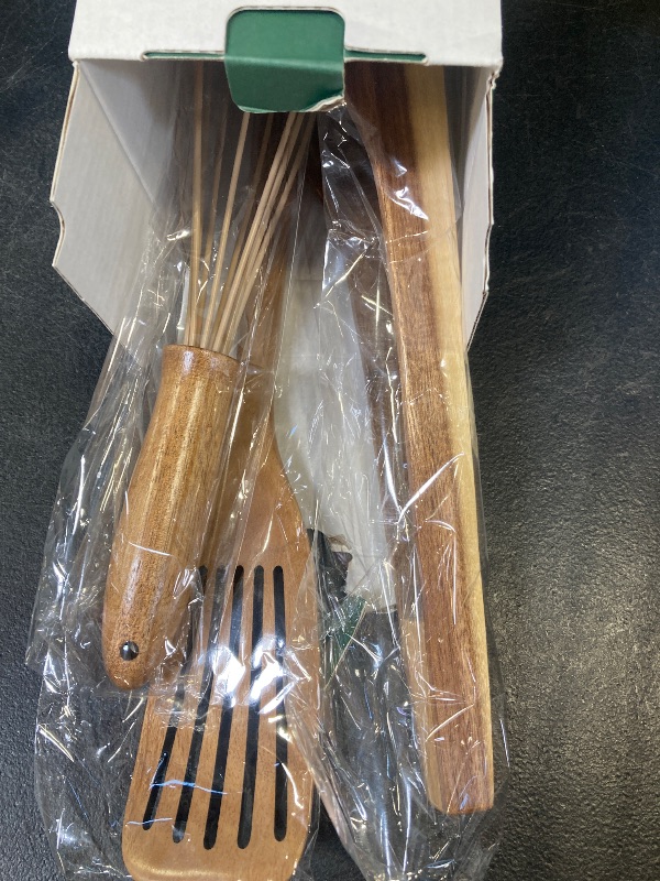 Photo 1 of 10 Pack Wooden Utensils for Cooking, Wood Utensil Set for Kitchen, Teak Wooden Spoon for Cooking, Non-Stick Spatula Ladle