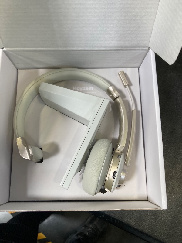 Photo 1 of Bluetooth Headset, Wireless Headphones with Microphone Noise Canceling & USB Dongle, V5.0 Trucker Bluetooth Headset with Mic Mute & Charge Dock for PC/Laptop/Phone/Meeting/CallCenter/Office Gold
