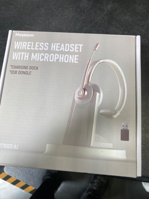 Photo 1 of Bluetooth Headset, Wireless Headphones with Microphone Noise Canceling & USB Dongle, V5.0 Trucker Bluetooth Headset with Mic Mute & Charge Dock for PC/Laptop/Phone/Meeting/CallCenter/Office Gold