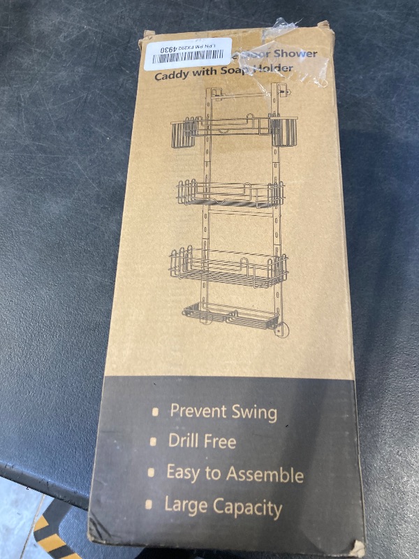 Photo 1 of HapiRm 4 Tier Over the Door Shower Caddy, Hanging Shower Caddy with 22 Hooks and 2 Toothbrush Holders, No Drilling Adjustable Hanging Bathroom Organizer - White